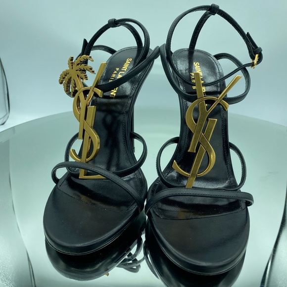 Saint Laurent Cassandra 100mm Black Sandal - Picture 1 of 8
